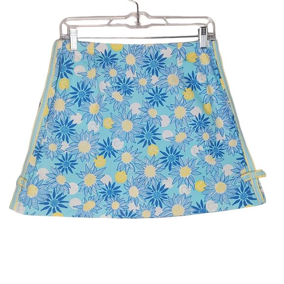 Lilly Pulitzer Dresses & Skirts - Lilly Pulitzer Vintage Blue Floral Sunflower Bow Skirt Sz 10